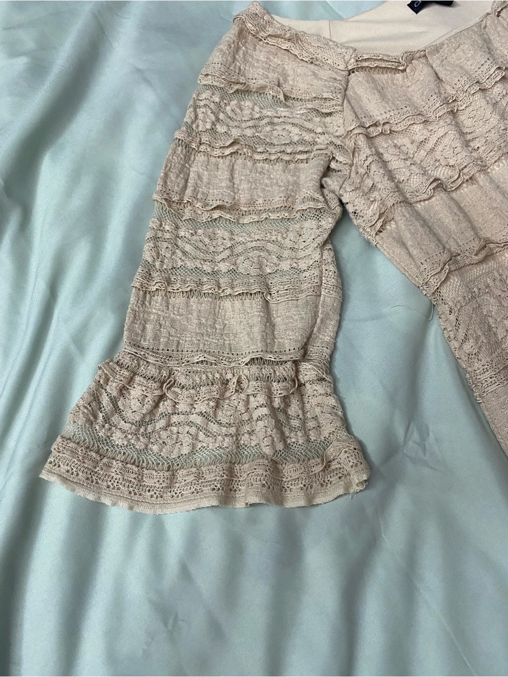 Chris McLaughlin Beige Lace Tiered Ruffle Dress - Size‎ 8 Romantic Feminine - Picture 3 of 10